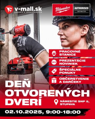 🚀 Príď na Deň otvorených dverí V-mall.sk & zaži Milwaukee v plnej sile! Toto nie je obyčajná pozvánka. Toto je výzva pre...